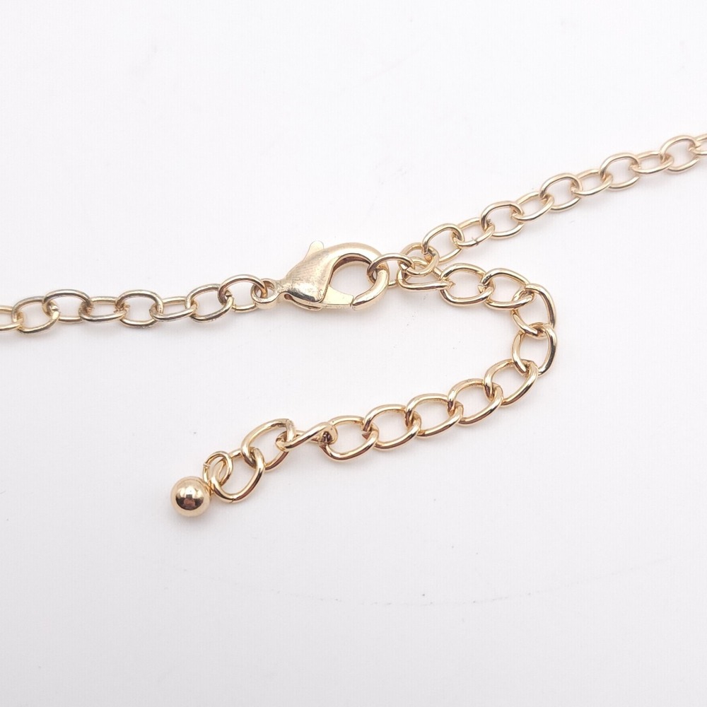 Gold Tone Necklace Oversized Circle Link Elegant - Picture 3 of 5